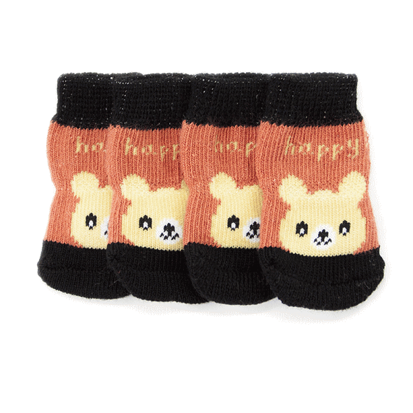 くつしたすべり止ゴム付ワンちゃん用靴下ソックス(クマ)(S-XLサイズ)(犬用靴下1足分4個セット)【犬靴下/ソックス/滑り止め/くつした/肉球保護/汚れ防止/小型犬/中型犬/大型犬】【メール便送料無料】