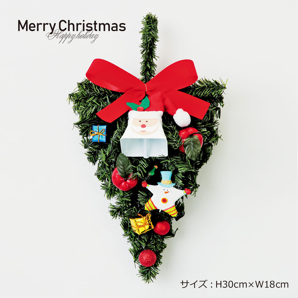 クリスマストライアングル 壁掛け クリスマスリース レッド 50cm 手作り リース クリスマス リース 飾り 装飾 ディスプレイ 店舗装飾 りんごインテリア デコレーション かわいい 金 おしゃれ 玄関 サンタ サンタクロース ベル リボン Christmas