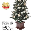 クリスマスツリー 北欧 おしゃれ オーナメント 飾り セット LED ウッドベーススリムツリーセット120cm LED 【hk】の商品画像