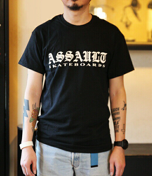 楽天スケボーウェア NINJAXAssault Skateboards （アサルト） Tシャツ Logo T-Shirt Black スケボー SKATE SK8 スケートボード HARD CORE PUNK ハードコア パンク