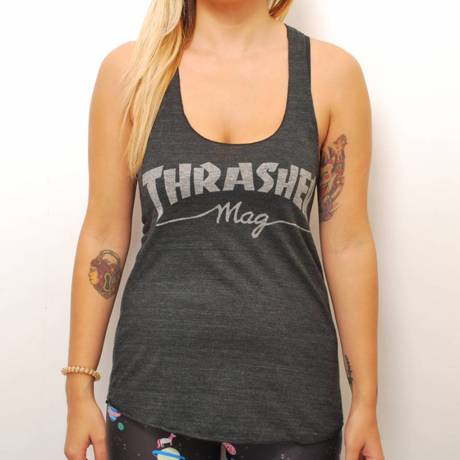 THRASHER (スラッシャー) US レディース タンクトップ Girls Thrasher Mag Logo Racerback Tank Black ガールズ スケボー SKATE SK8 スケートボード その1