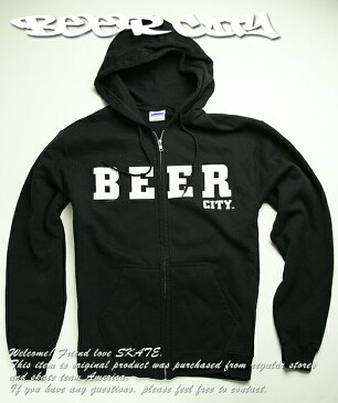 BEER CITY(ビアシティ)SKATEBOARDS/RECORDS パーカー プルオーバー BEER zipped hoodie Black スケボー SKATE SK8 スケートボード HARD CORE PUNK ハードコア パンク HIPHOP ヒップホップ SURF サーフ レゲエ reggae スノボー スノーボード Snowboard NINJA X