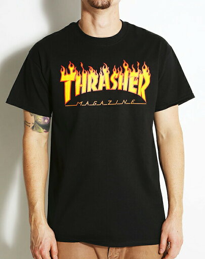 Thrasher (スラッシャー) US Tシャツ Flame Logo T-Shirt Black スケボー SKATE SK8 スケートボード Thrasher (スラッシャー) US Tシャツ Flame Logo T-Shirt Black スケボー SKATE SK8 スケートボード