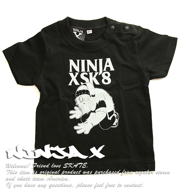 NINJA X (ニンジャエックス) ベビー Tシャツ Baby 赤ちゃん Original SK8 Monster Black (80,90サイズ)