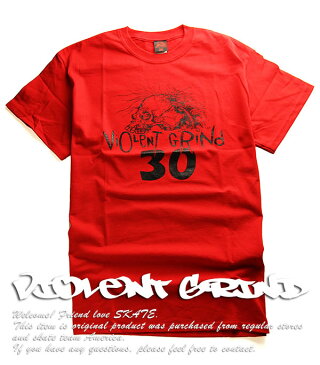 VIOLENT GRIND Tシャツ 半袖 バイオレントグラインド Skull30 LOGO T-shirt Red スケボー SKATE SK8 スケートボード HARD CORE PUNK ハードコア パンク HIPHOP ヒップホップ SURF サーフ スノボー スノーボード Snowboard NINJA X