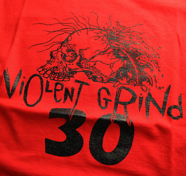 VIOLENT GRIND Tシャツ 半袖 バイオレントグラインド Skull30 LOGO T-shirt Red スケボー SKATE SK8 スケートボード HARD CORE PUNK ハードコア パンク HIPHOP ヒップホップ SURF サーフ スノボー スノーボード Snowboard NINJA X