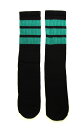 SkaterSocks O\bNX C jp \bNX XP[g XP{[ `[u\bNX Mid calf Black tube socks with Teal stripes style 1 (19C`) SKATE SK8