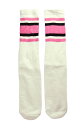 SkaterSocks O\bNX C jp \bNX XP{[ `[u\bNX Knee high White tube socks with BubbleGum Pink-Black stripes style 4 (22C`) SKATE SK8