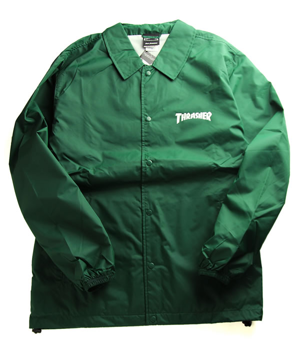 スラッシャー コーチジャケット メンズ Thrasher (スラッシャー) コーチジャケット ナイロ Mag Coach Jaket Ivy Green スケボー SK8 SKATE スケートボード