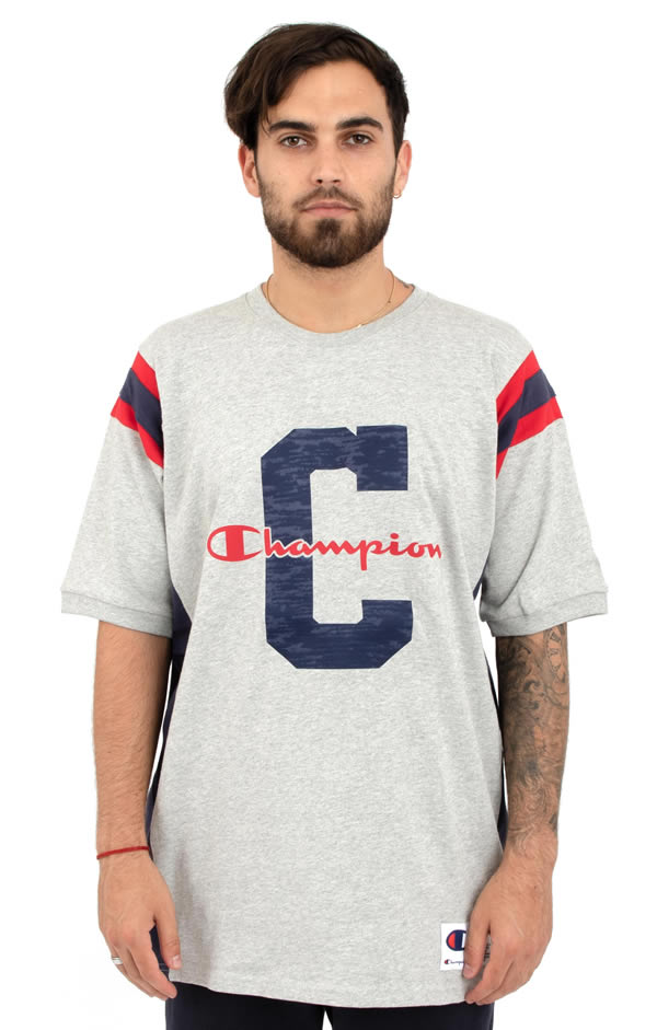 Champion LIFE(チャンピョン)US企画 Tシャツ フットボールシャツ Heavyweight Football T-Shirt - Oxford Grey/Imperial Indigo スケボー SK8 スケートボード HARD CORE PUNK ハードコア パンク HIPHOP ヒップホップ SURF サーフ スノボー スノーボード Snowboard NINJA X