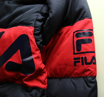 FILA Heritage(フィラ)ダウンジャケット フード付き コート Hood Down Jacket Navy×Red スケボー SKATE SK8 スケートボード PUNK パンク HIPHOP ヒップホップ SURF サーフ スノボー スノーボード Snowboard NINJA X