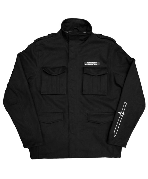 ALTAMONT X BA. KU.(オルタモント×バリアカルト)ミリタリージャケット JACKET Black(CFADC)スケボー SKATE SK8 スケートボード HARD CORE PUNK ハードコア パンク HIPHOP ヒップホップ SURF サーフ レゲエ reggae スノボー スノーボード Snowboard NINJA X