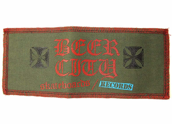 楽天スケボーウェア NINJAXBEER CITY （ビアシティ） SKATEBOARDS/RECORDS ワッペン パッチ 刺繍 Iron Cross patch Military スケボー SKATE SK8 スケートボード HARD CORE PUNK ハードコア パンク