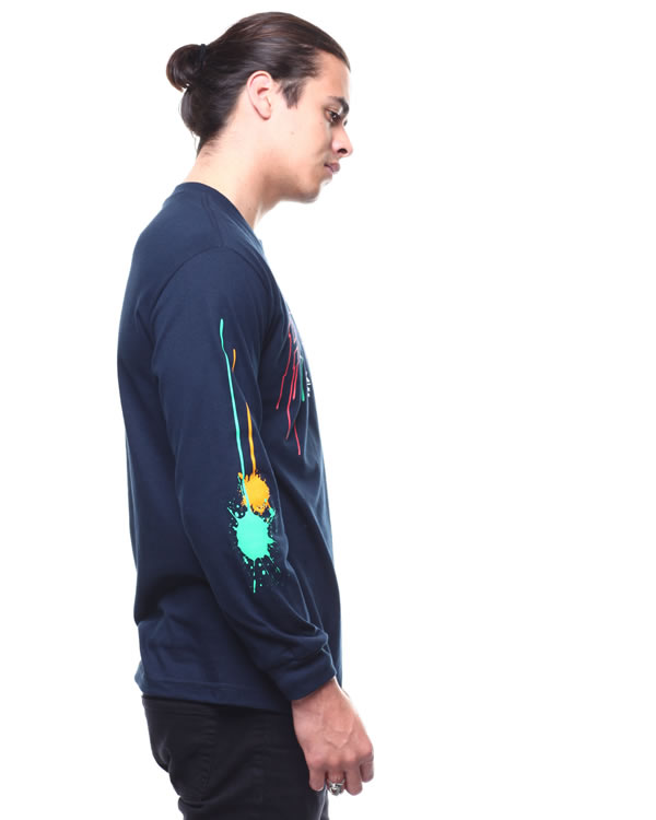 DGK (ディージーケー) ロンT ロングTシャツ 長袖 Dripped Long Sleeve T-Shirt Navy スケボー SK8 SKATE スケートボード