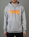 THRASHER (XbV[) US p[J[ vI[o[ Flame Logo Pullover Hood Gray XP{[ SKATE SK8 XP[g{[h