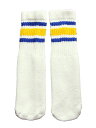 SkaterSocks ベビー キッズ 赤ちゃん 子供 ロングソックス 靴下 ソックス スケート スケボー チューブソックス Kids White tube socks with Royal Blue-Gold stripes style 3（10インチ）10 Inch BABY-KIDS Striped SKATE SK8 PUNK パンク HIPHOP ヒップホップ サーフ レゲエ