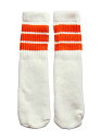 SkaterSocks ベビー キッズ 赤ちゃん 子供 ロングソックス 靴下 ソックス スケート スケボー チューブソックス Kids White tube socks with Orange stripes style 1（10インチ）10 Inch BABY-KIDS Striped SKATE SK8 PUNK パンク HIPHOP ヒップホップ サーフ レゲエ