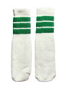SkaterSocks (スケーターソックス) ベビー キッズ ロングソックス 靴下 ソックス 赤ちゃん Kids White tube socks with Green stripes style 1 (10インチ)