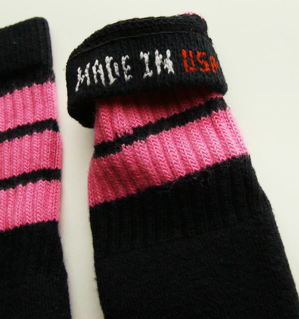 SkaterSocks ベビー キッズ 赤ちゃん 子供 ロングソックス 靴下 ソックス スケート スケボー チューブソックス Kids Black tube socks with Bubblegum Pink stripes style 1（10インチ）10 Inch BABY-KIDS Striped SKATE SK8 PUNK パンク HIPHOP ヒップホップ サーフ レゲエ