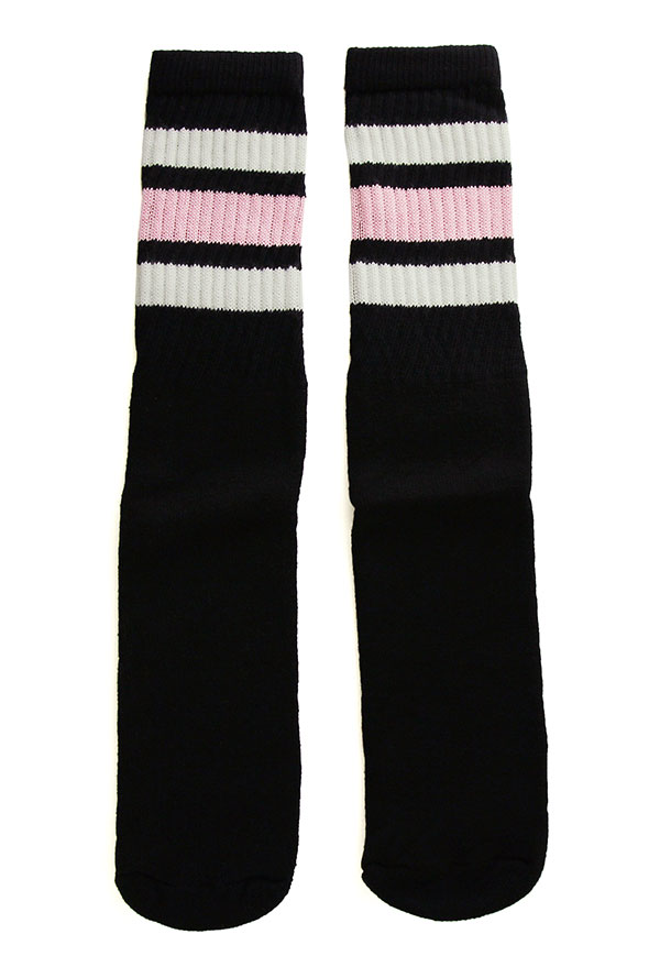 SkaterSocks O\bNX C jp \bNX XP[g XP{[ `[u\bNX Mid calf Black tube socks with White-Baby Pink stripes style 1 (19C`) SKATE SK8