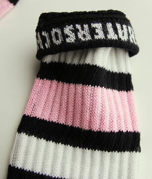 SkaterSocks ロングソックス 靴下 男女兼用 ソックス スケート スケボー チューブソックス(Mid calf Black tube socks with White-Baby Pink stripes style 1)19Inch 19インチ SKATE SK8 HARD CORE PUNK ハードコア パンク HIPHOP ヒップホップ サーフ レゲエ スノボー