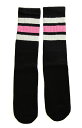 SkaterSocks O\bNX C jp \bNX XP[g XP{[ `[u\bNX Mid calf Black tube socks with White-BubbleGum Pink stripes style 1 (19C`) SKATE SK8