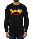 Thrasher (XbV[) US T OTVc  Flame Logo Longsleeve T-Shirt Black XP{[ SKATE SK8 XP[g{[h