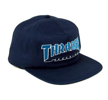 Thrasher Magazine(スラッシャー マガジン)(US企画)キャップ スナップバックハット 帽子 Outlined Snapback Cap Navy/Blue スケボー SKATE SK8 スケートボード HARD CORE PUNK ハードコア パンク HIPHOP ヒップホップ スノボー スノーボード Snowboard NINJA X