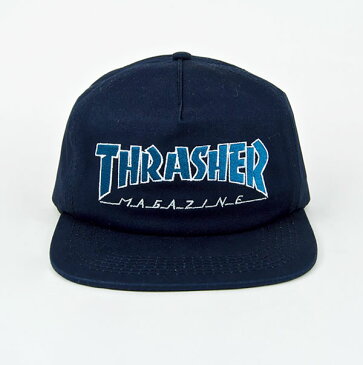 Thrasher Magazine(スラッシャー マガジン)(US企画)キャップ スナップバックハット 帽子 Outlined Snapback Cap Navy/Blue スケボー SKATE SK8 スケートボード HARD CORE PUNK ハードコア パンク HIPHOP ヒップホップ スノボー スノーボード Snowboard NINJA X