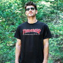 Thrasher (XbV[) US TVc Outlined T-Shirt Black XP{[ SKATE SK8 XP[g{[h