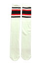 SkaterSocks ロングソックス 靴下 男女兼用 ハイソックス スケート スケボー チューブソックス Knee high White tube socks with Black-Red stripes style 4 (25インチ) SKATE SK8