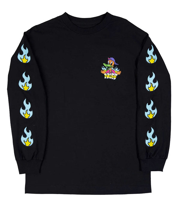 Neff (ネフ) ロンT ロングTシャツ 長袖 DUCK FLAMES LS TEE BLACK スケボー SKATE SK8 スケートボード