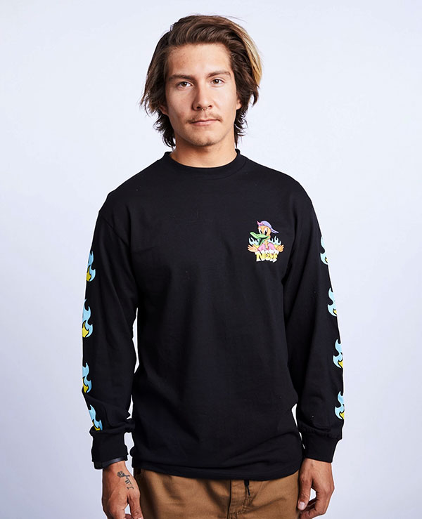 Neff (ネフ) ロンT ロングTシャツ 長袖 DUCK FLAMES LS TEE BLACK スケボー SKATE SK8 スケートボード