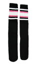 SkaterSocks ロングソックス 靴下 男女兼用 ソックス スケート スケボー チューブソックス Knee high Black tube socks with White-BubbleGum Pink stripes style 4 (25インチ) SKATE SK8