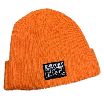 Creature(クリーチャー)ニットキャップ 帽子 ビーニー Support Long Shoreman Cuff Beanie Safety Orange スケボー SKATE SK8 スケートボード HARD CORE PUNK ハードコア パンク HIPHOP ヒップホップ SURF サーフ レゲエ reggae スノボー スノーボード Snowboard NINJA X