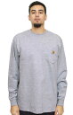 CARHARTT (J[n[g) US T OTVc  K126 Menfs Workwear Pocket L/S T-Shirt Heather Grey |Pbgt