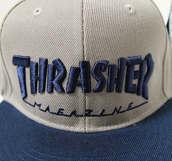 Thrasher(スラッシャー)キッズ キャップ 子供 スナップバックハット 平ツバ Kids Mini Mag Logo Snapback Hats Cap Gray/Navy JP企画 カジュアル ストリート スケボー SKATE SK8 スケートボード HARD CORE PUNK ハードコア パンク HIPHOP ヒップホップ SURF サーフ スノボー