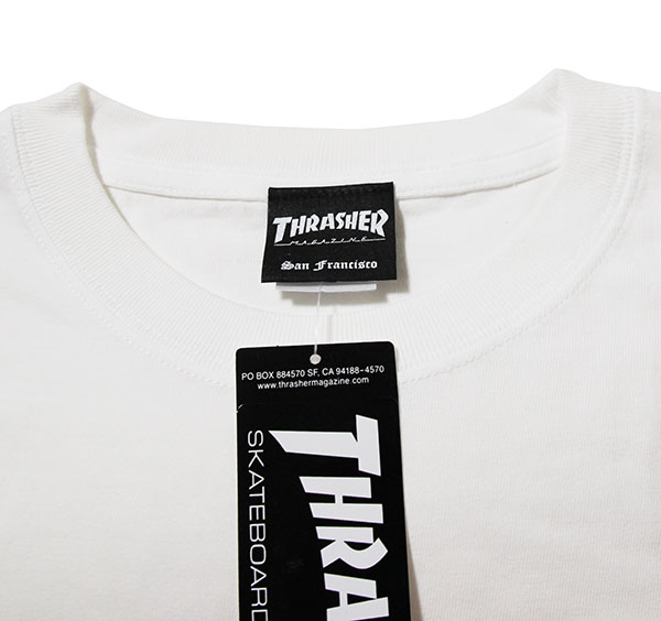 Thrasher (スラッシャー) ロンT ロングTシャツ 長袖 Flame Logo Longsleeve T-Shirt White スケボー SKATE SK8 スケートボード