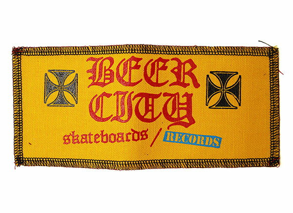BEER CITY (ビアシティ) SKATEBOARDS/RECORDS ワッペン パッチ 刺繍 Iron Cross patch Orange スケボー SKATE SK8 スケートボード HARD CORE PUNK ハードコア パンク
