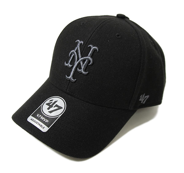 ’47 (フォーティセブン) FORTYSEVEN メッツ (ニューヨーク) キャップ Mets ’47 MVP Black×Chacoal Logo メジャーリーグ MLB ベースボール