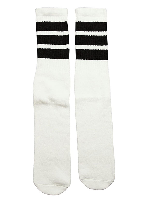 SkaterSocks O\bNX C jp \bNX XP[g XP{[ `[u\bNX Mid calf White tube socks with Black stripes style 1 19Inch 19C` SKATE SK8