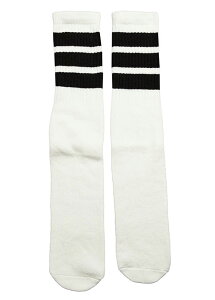 SkaterSocks 󥰥å  ˽ å  ܡ 塼֥å Mid calf White tube socks with Black stripes style 1 19Inch 19 SKATE SK8
