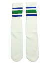 SkaterSocks O\bNX C jp \bNX XP[g XP{[ `[u\bNX Knee high White tube socks with Royal Blue-Green stripes style 3 (22C`) SKATE SK8