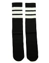 SkaterSocks (スケーターソックス) ロングソックス 靴下 男女兼用 ソックス チューブソックス Mid calf Black tube socks with White stripes style 1 (19インチ) スケボー SK8 SKATE スケートボード