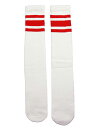 SkaterSocks (スケーターソックス) ロングソックス 靴下 男女兼用 ソックス チューブソックス Knee high White tube socks with Red stripes style 3 (25インチ) スケボー SK8 SKATE スケートボード