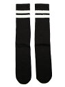 SkaterSocks (スケーターソックス) ロングソックス 靴下 男女兼用 ソックス チューブソックス Knee high Black tube socks with White stripes style 2 (22インチ) スケボー SK8 SKATE スケートボード