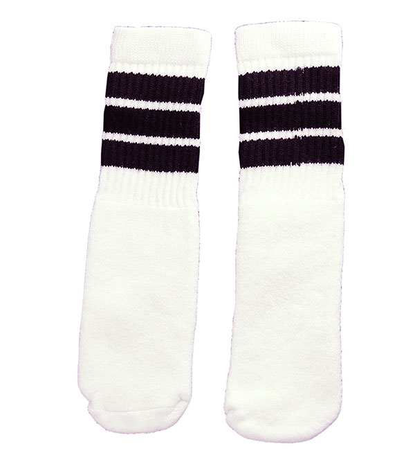 SkaterSocks (スケーターソックス) ベビー キッズ ロングソックス 靴下 ソックス 赤ちゃん Kids White tube socks with Black stripes style 1 (10インチ)