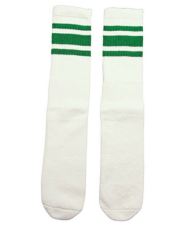 SkaterSocks O\bNX C jp \bNX XP[g XP{[ `[u\bNX Knee high White tube socks with Green stripes style 3 (22C`) SKATE SK8