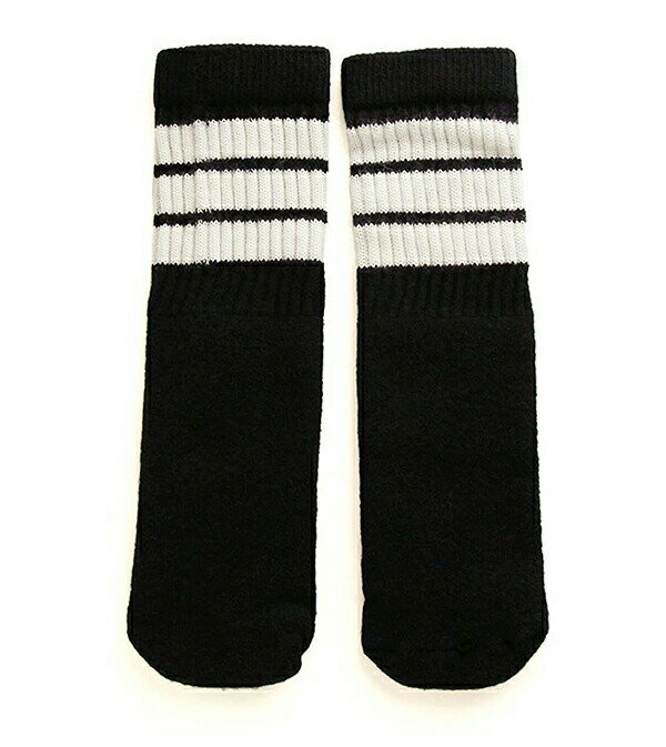 SkaterSocks ٥ӡ å ֤ Ҷ 󥰥å  å  ܡ 塼֥å Kids Black tube socks with White stripes style 1 (10) SKATE SK8 ȥܡ