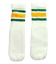 SkaterSocks ベビー キッズ 赤ちゃん 子供 ロングソックス 靴下 ソックス スケート スケボー チューブソックス Kids White tube socks with Green-Gold stripes style 3 (10インチ) SKATE SK8 スケートボード